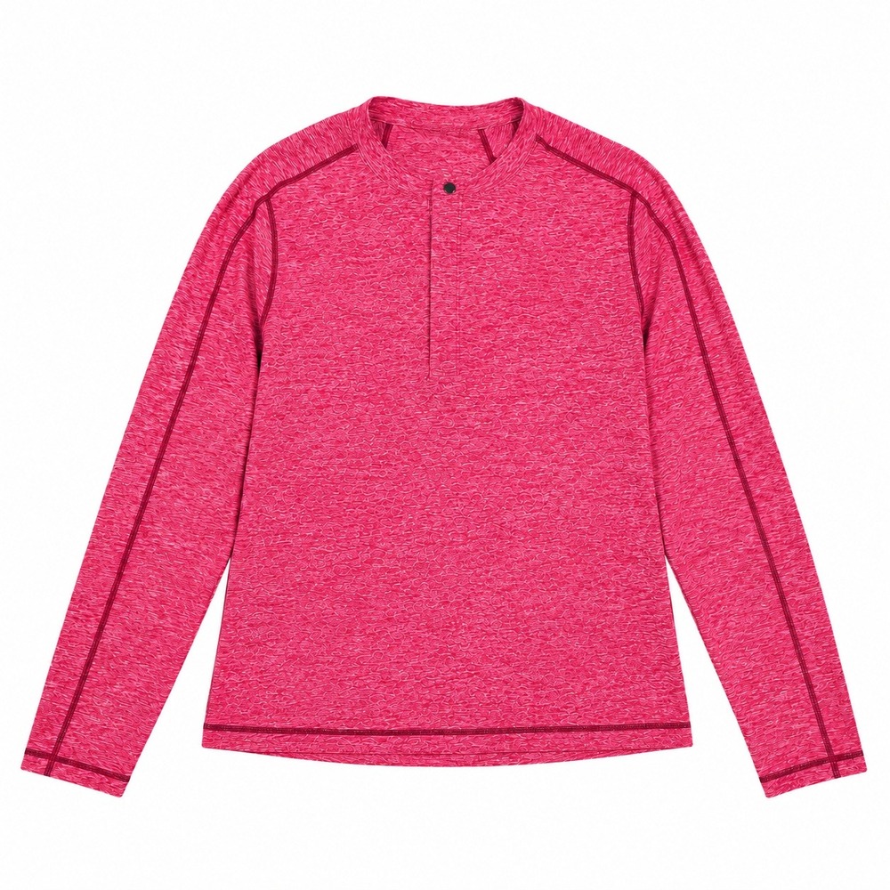 Lululemon Surge Henley Mens M/L Heathered Cranberry Red Rulu Long Sleeve Run